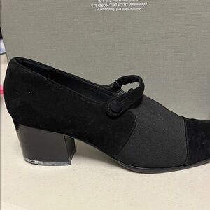 Prada Black Suede Block Heel Shoes